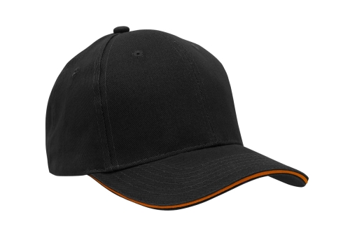 Czapka 6-panelowa Headwear typu sandwich czarny pomarańczowy.jpg