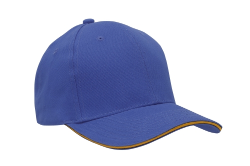 Czapka 6-panelowa Headwear typu sandwich royal złoty.jpg