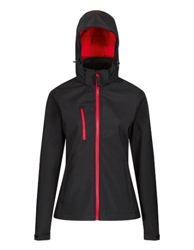 Kurtka softshell damska 3-warstwowa z kapturem Regatta Venturer black classic red.jpg