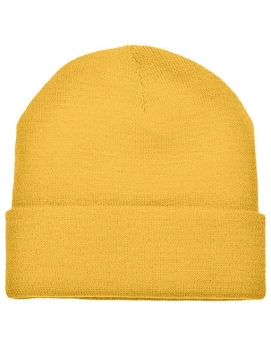 Czapka zimowa z dzianiny akrylowej Printwear dark yellow.jpg