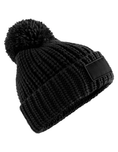 Beechfield Toasty Patch – gruba czapka dzianinowa z pomponem black.jpg