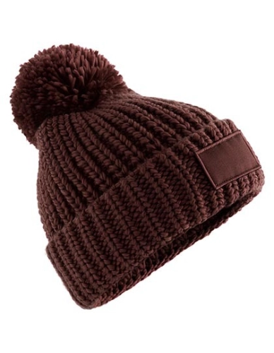 Beechfield Toasty Patch – gruba czapka dzianinowa z pomponem walnut.jpg